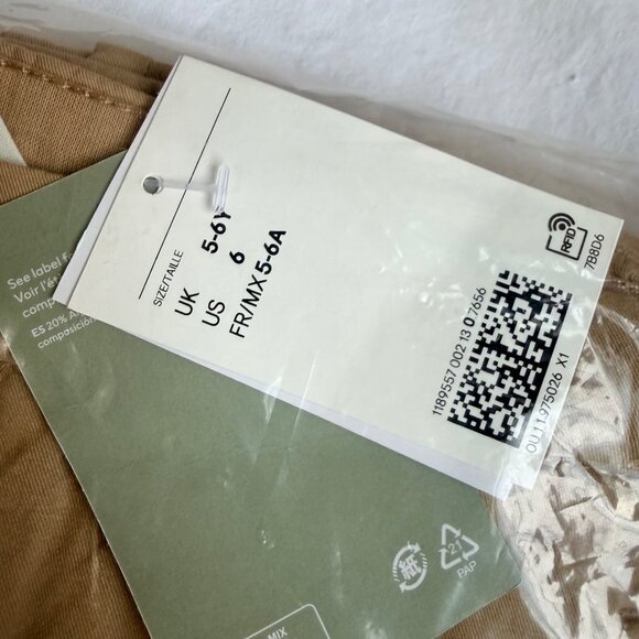 NWT H&M Boys Beige Cotton Chinos Pants Size 6 Adjustable Waist 100% Cotton - Picture 7 of 8